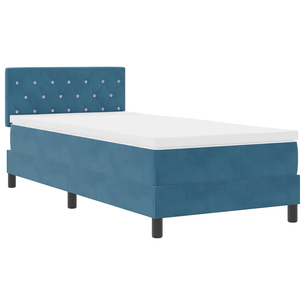 Letto a Sorgente LED con led Blu Scuro 90 x 190 cm Velluto