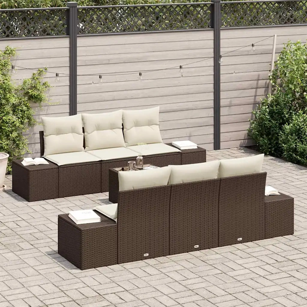 Set Divano da Giardino con cuscino 7 pcs Marrone polyrattan 3346948