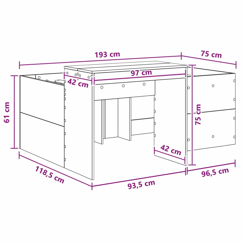 Letto alto per bambini con scrivania Bianco 75 x 190 cm 3422683
