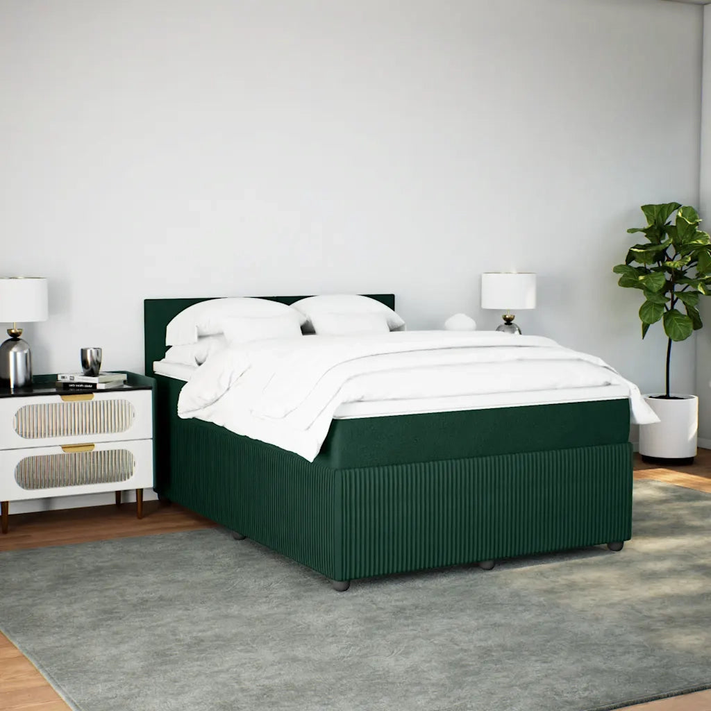 Giroletto a Molle con Materasso Verde Scuro 140x190 cm Velluto