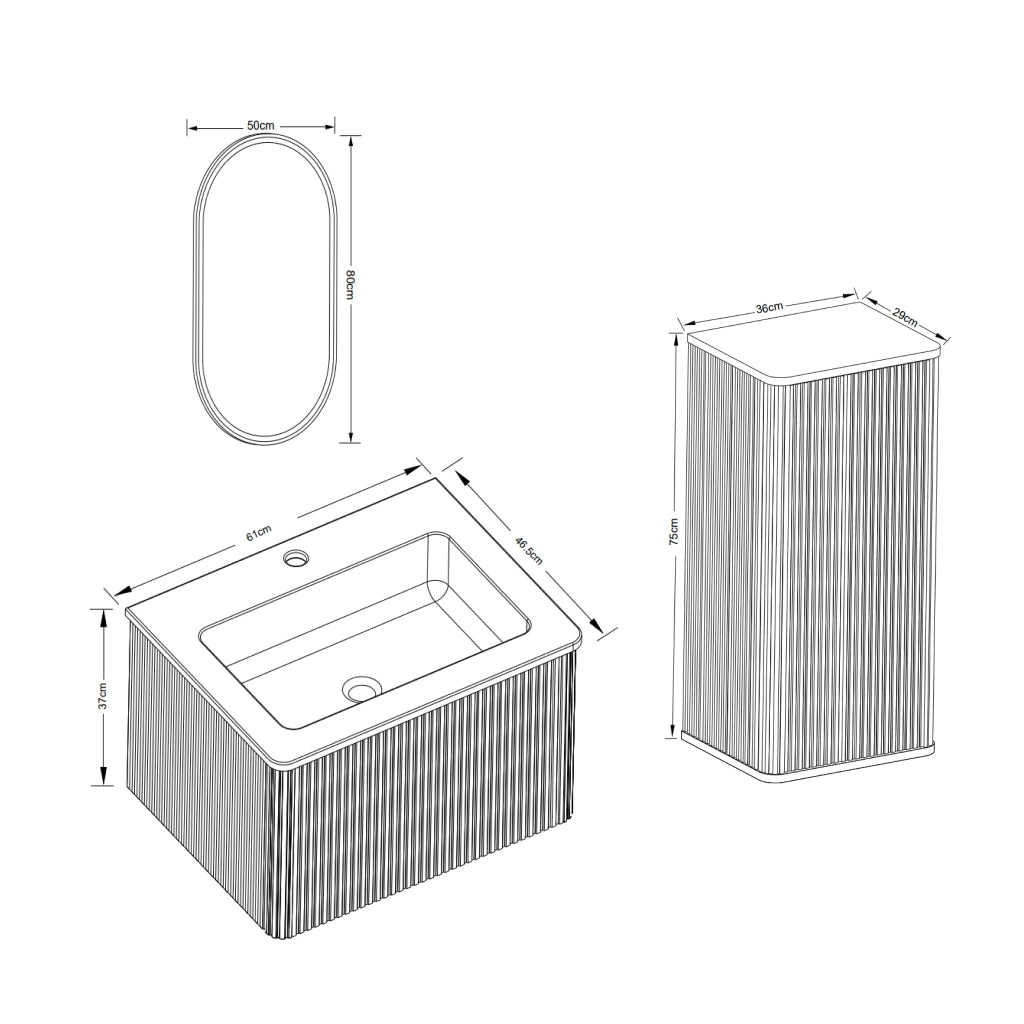 Set mobili bagno con lavabo e specchio LED regolabile in MDF rovere