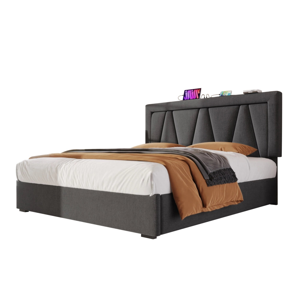 Letto matrimoniale 160x200 con rete a doghe e illuminazione LED
