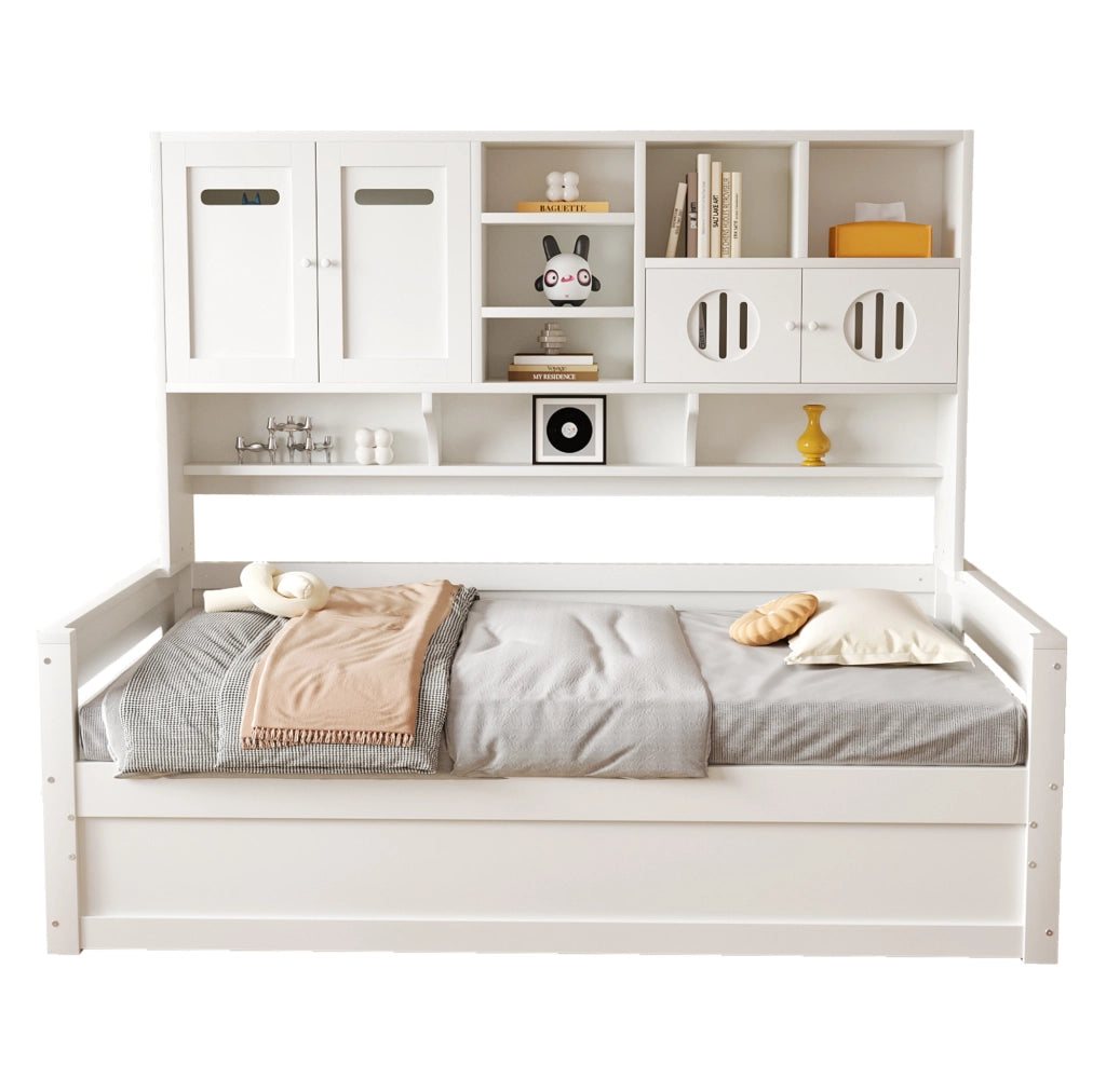 Letto singolo 90x200 cm con contenitore idraulico in legno di pino bianco
