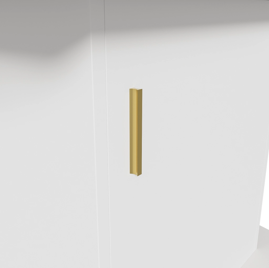 Tavolo da pranzo allungabile ovale 110/130x70x75 cm con vano portaoggetti bianco e maniglia dorata