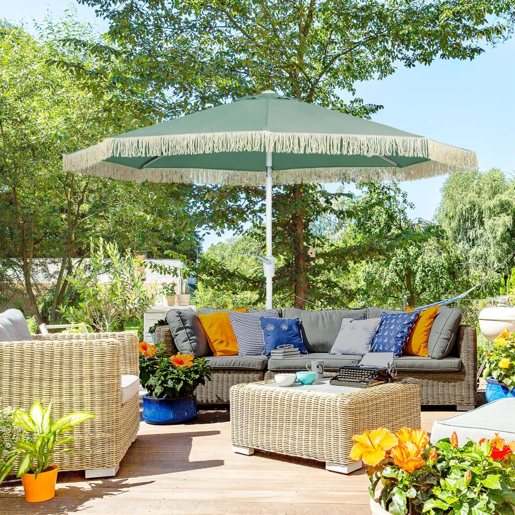 EasyComfort Ombrellone da Giardino a Manovella Inclinabile e Palo a 2 Sezioni, Poliestere e Metallo, 2.6x2.4 m, Verde