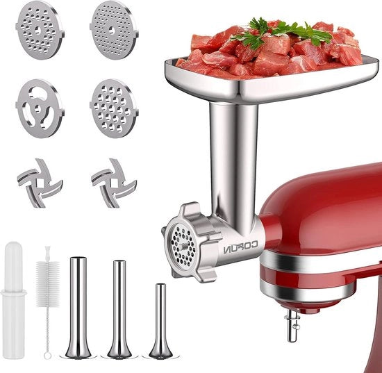 Vitello moinitore con 4 lame e 3 inserti per carne per Kitchen Aid - Lega di alluminio Vitello moinitore