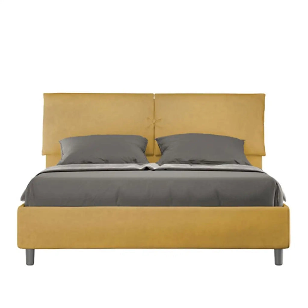 Letto matrimoniale senza rete imbottito 160x200 microfibra ocra Mados