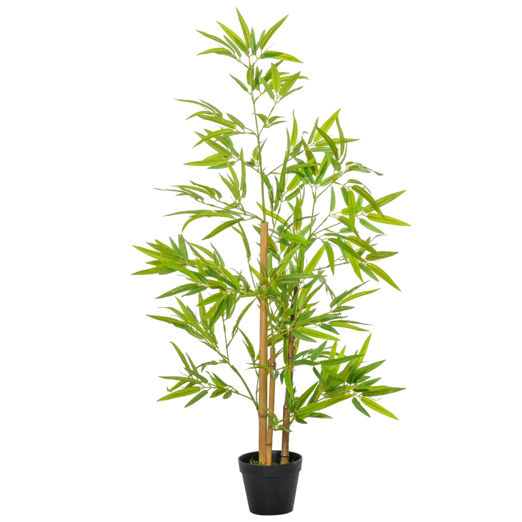 Pianta artificiale di bambù decorativa con vaso 644 foglie in plastica verde per interni ed esterni Ø 15.5 × 120 cm