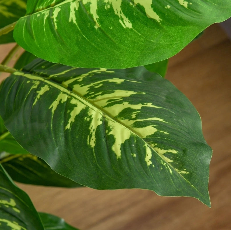 Pianta artificiale Dieffenbachia ULEVR 95 cm in plastica con vaso in cemento nero, verde, per interno ed esterno