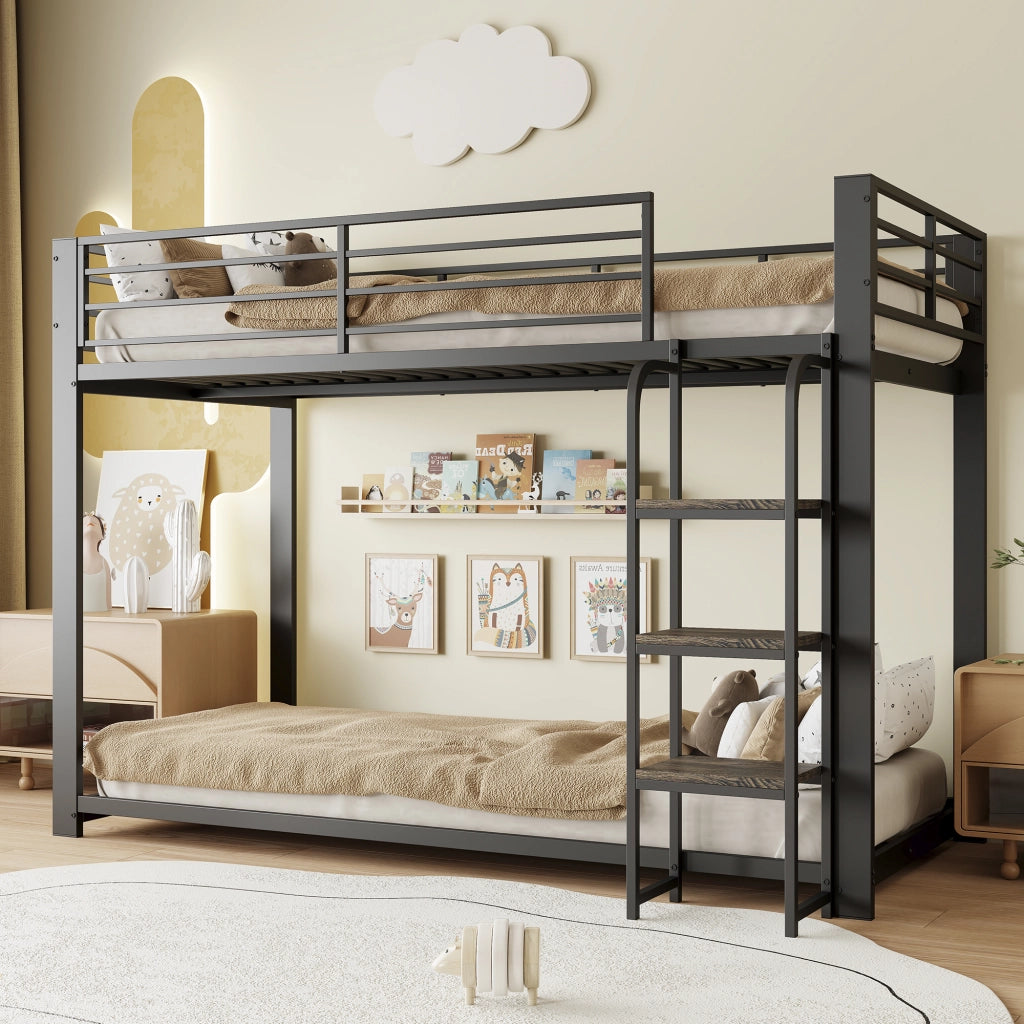 Letto a castello 90x200 cm in MDF e metallo nero