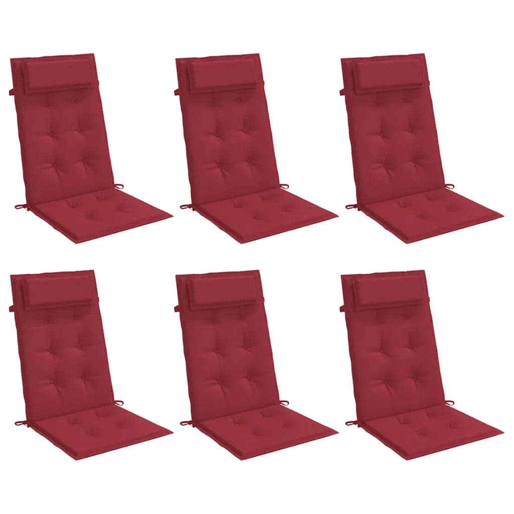 Cuscini Sedia con Schienale Alto 6 pz Rosso Vino Tessuto Oxford 361903