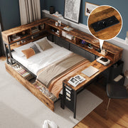 Letto singolo 120x200 cm in metallo e legno con 2 cassetti e porta di ricarica HOMVRA