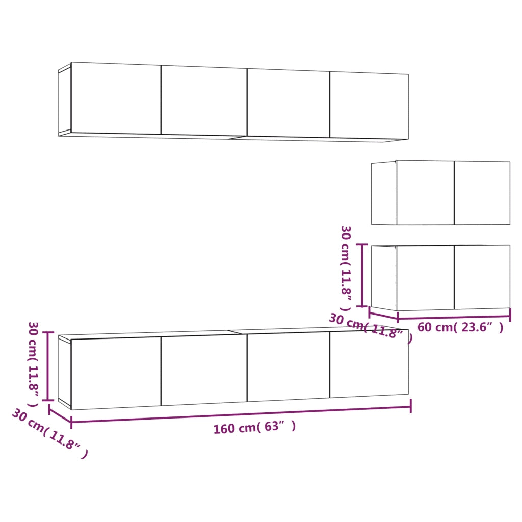 Set di Mobili Porta TV 6 pz Grigio Sonoma in Legno Multistrato 3114604