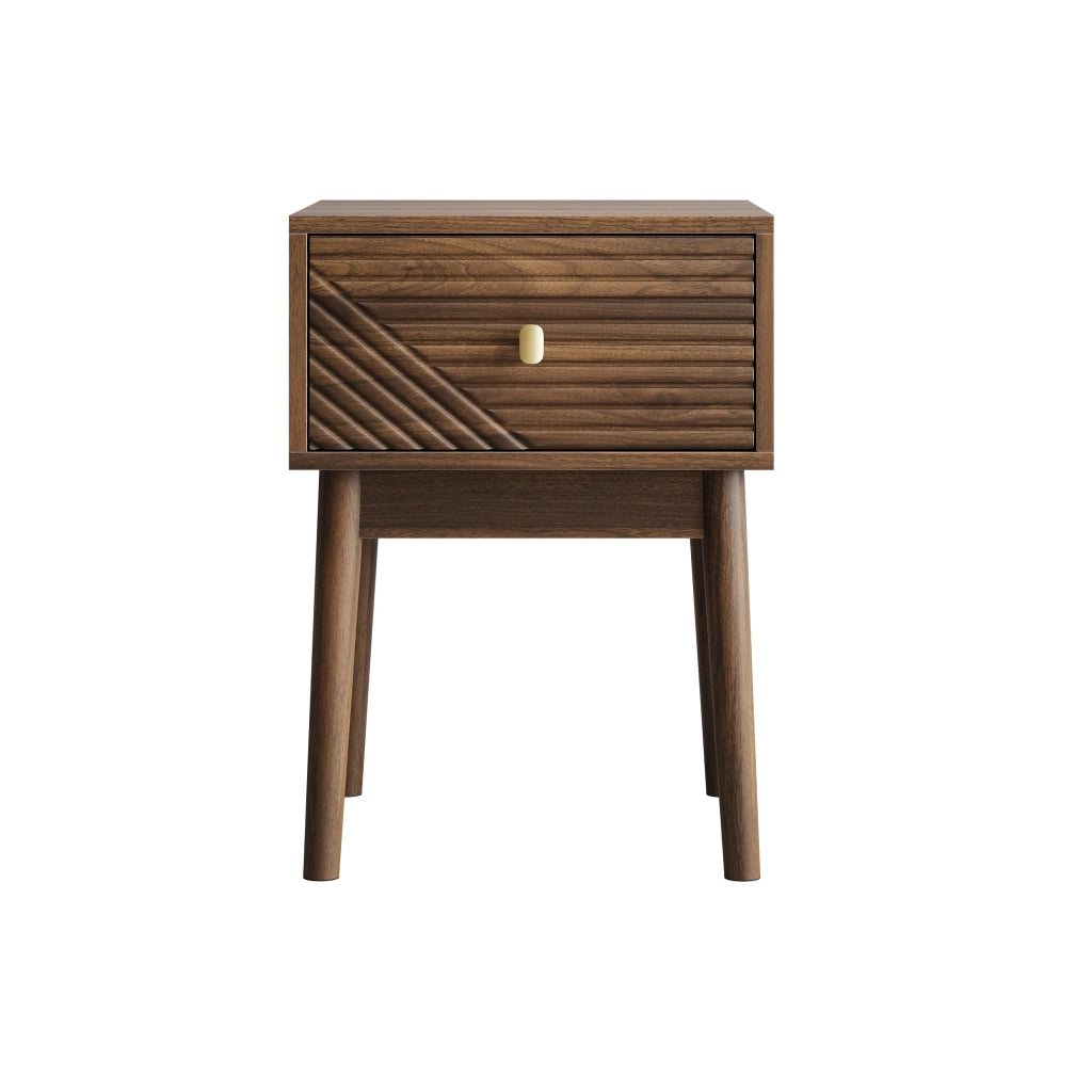 Comodino moderno 40 x 40 x 55 cm con 2 cassetti, maniglie in metallo, noce