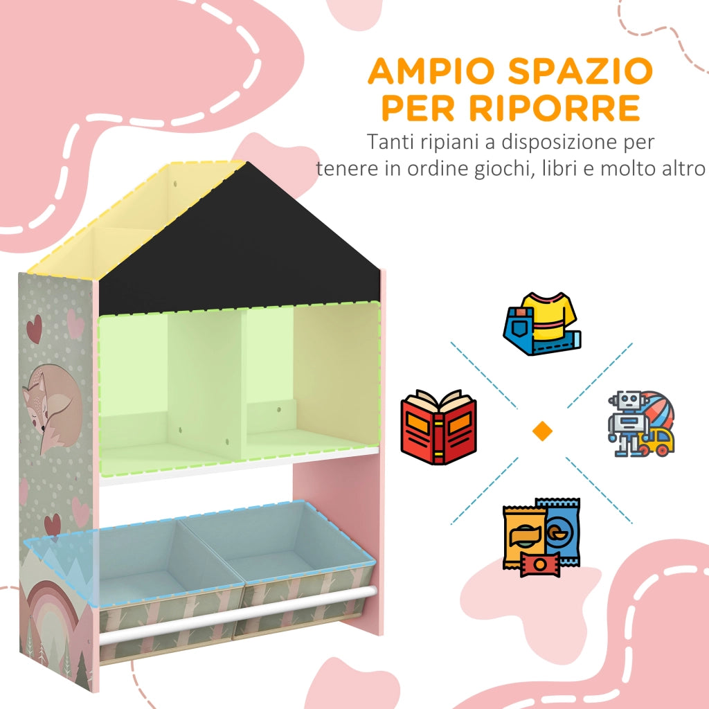 Libreria Portagiochi per Bambini con Ripiani e Cassetti ¨C Minimal ¨C Rosa