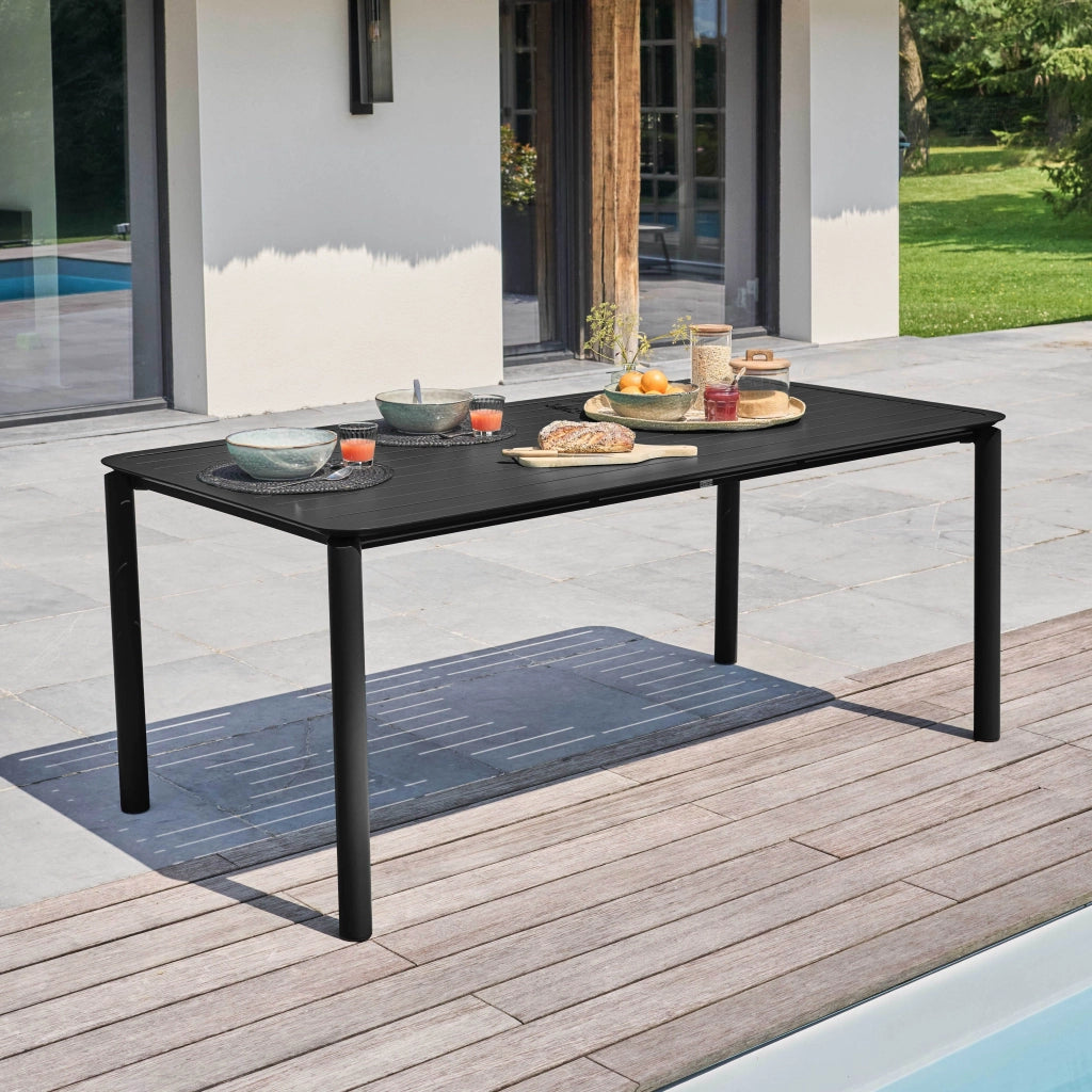 Oviala - Tavolo da giardino rettangolare in alluminio nero