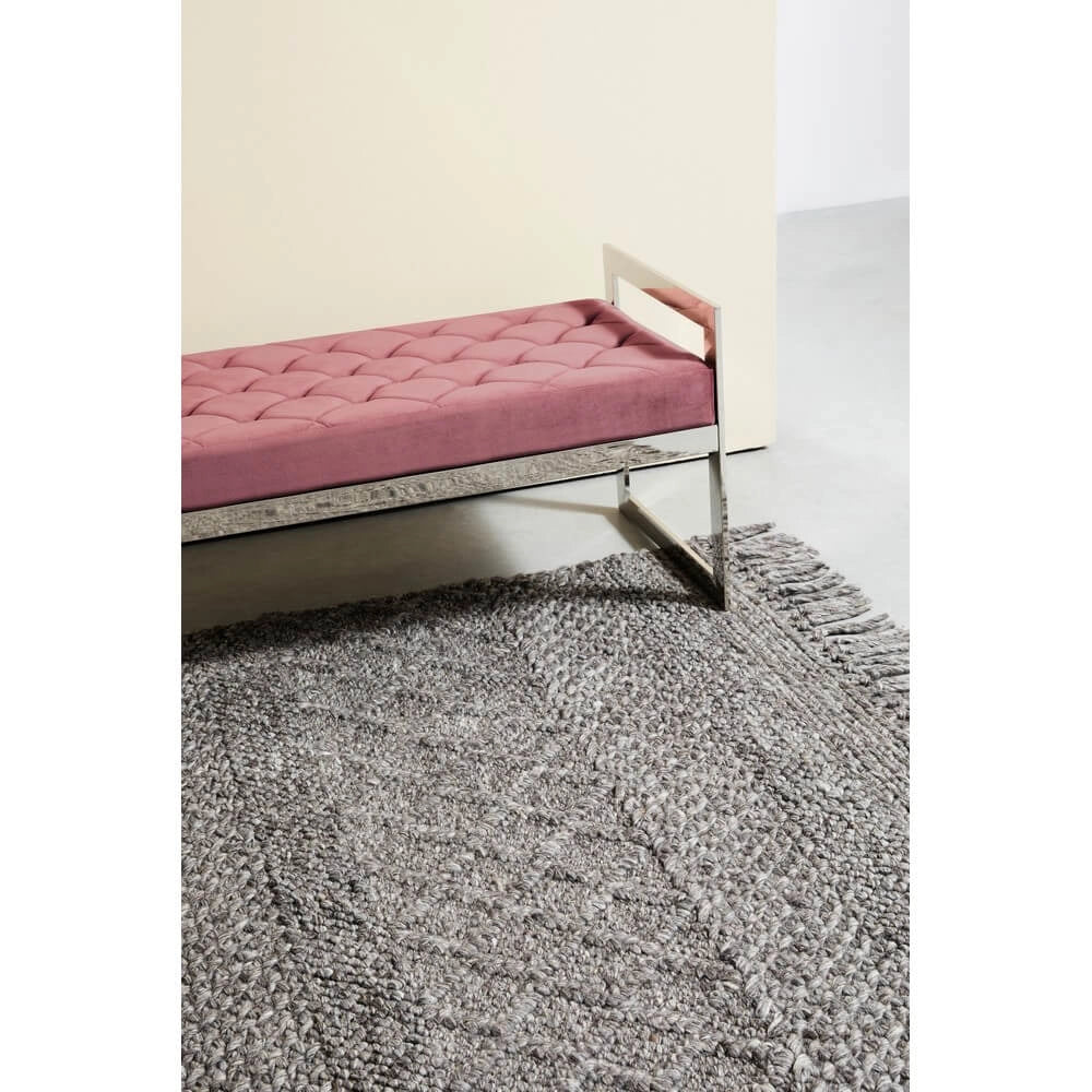 Tappeto in Lana Tessuto a Mano con Rombi e Frange 160x230 - MORGAN
