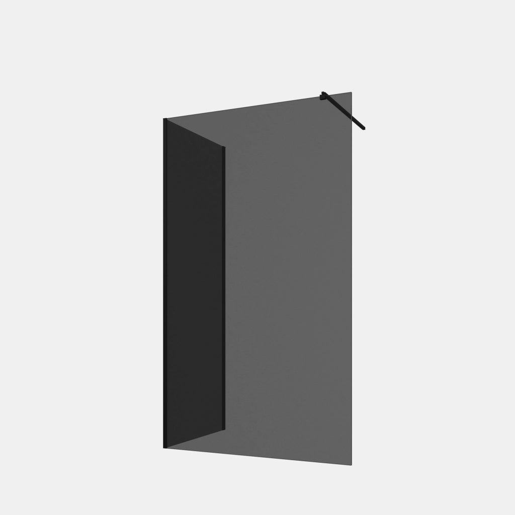 Doppio walk-in nero opaco 90x90 cm vetro 8mm fumè anticalcare h200 | Keros