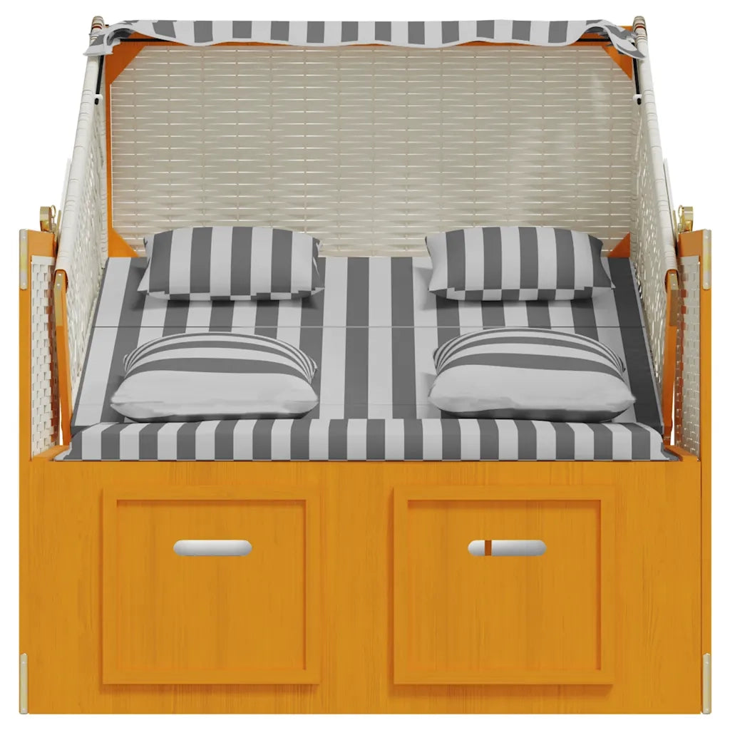 Strandkorb con Cuscini Polyrattan Legno Massello Bianco Grigio CFW2155190