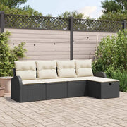 Set di divani con cuscino 5 pcs Nero e Crema polyrattan