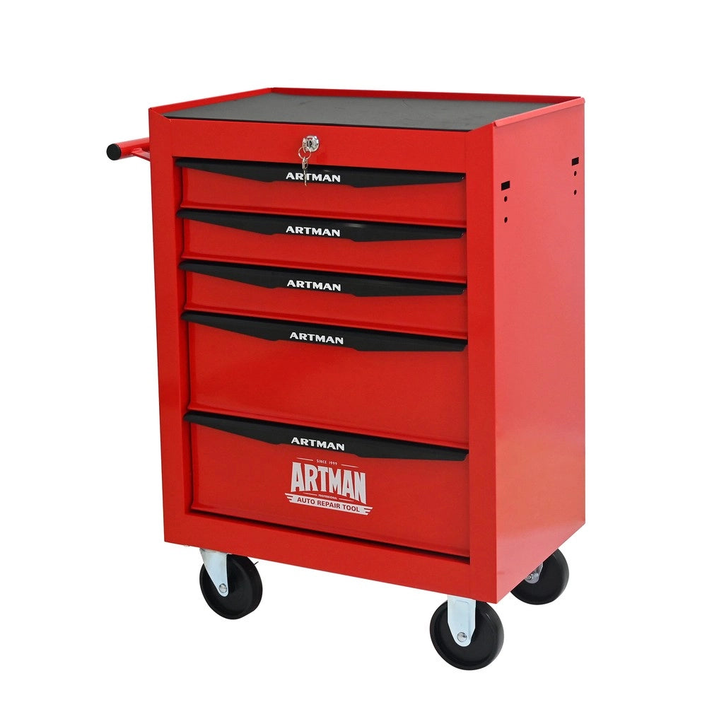 Cassettiera Porta Utensili su Ruote ¨C MINIMAL ¨C 5 Cassetti, Metallo, Rosso e Nero