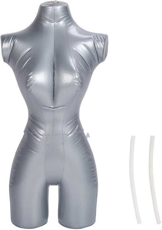 Manichino Opblaasabile con Appoggio per Abbigliamento - Display per Abito - Regolabile - Fatto di PVC Duraturo - Opportuno per Centri Commerciali - Display per Abbigliamento