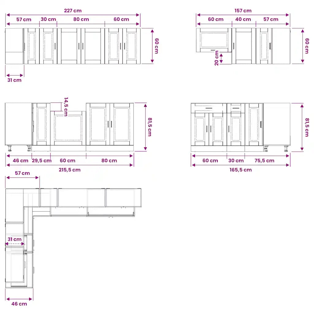Set Mobili da Cucina 11 pz Porto Legno Antico in Truciolato 3314909