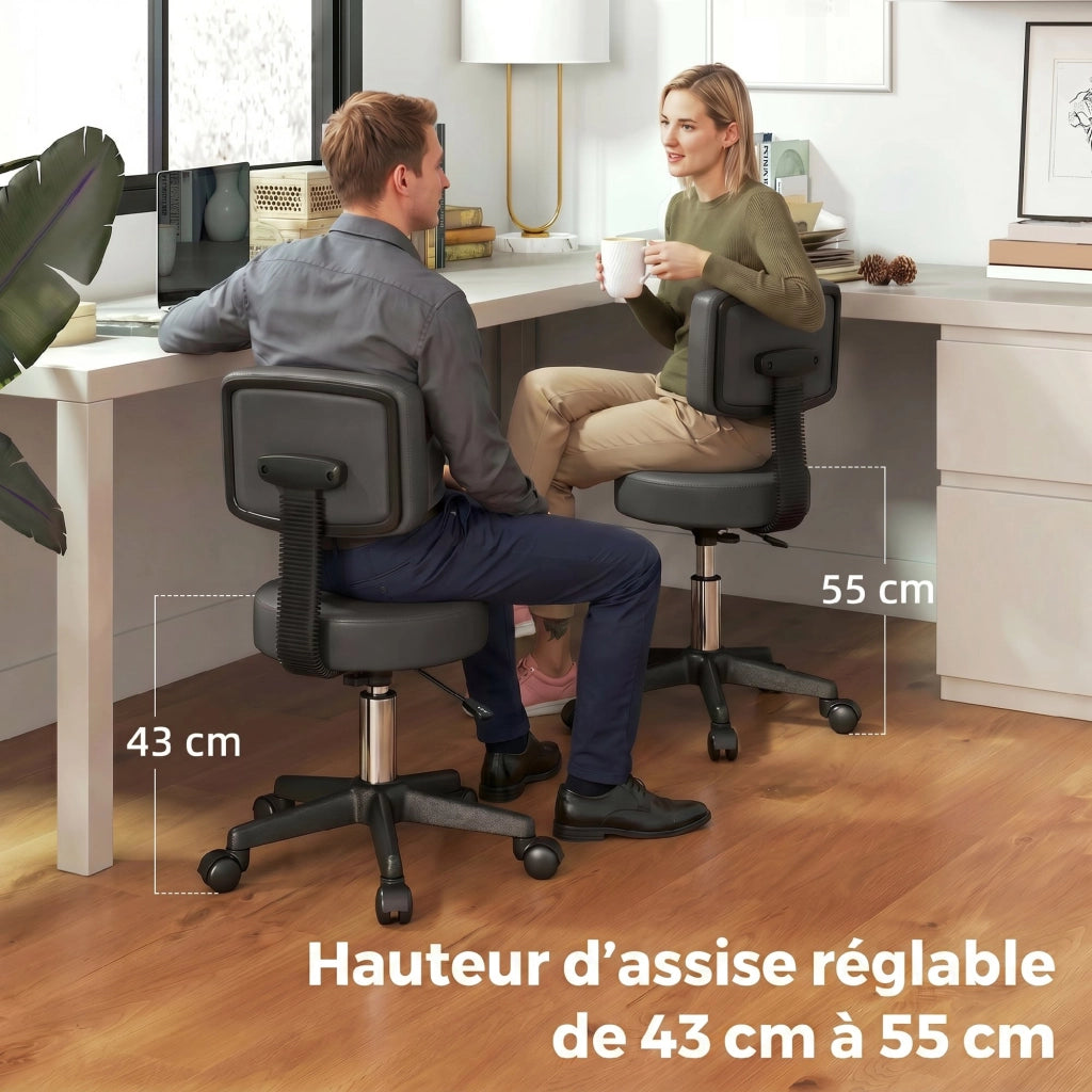 Sgabello Massaggiante Regolabile in Altezza Pivotante con Schienale Ergonomico ¨C Minimal ¨C Grigio