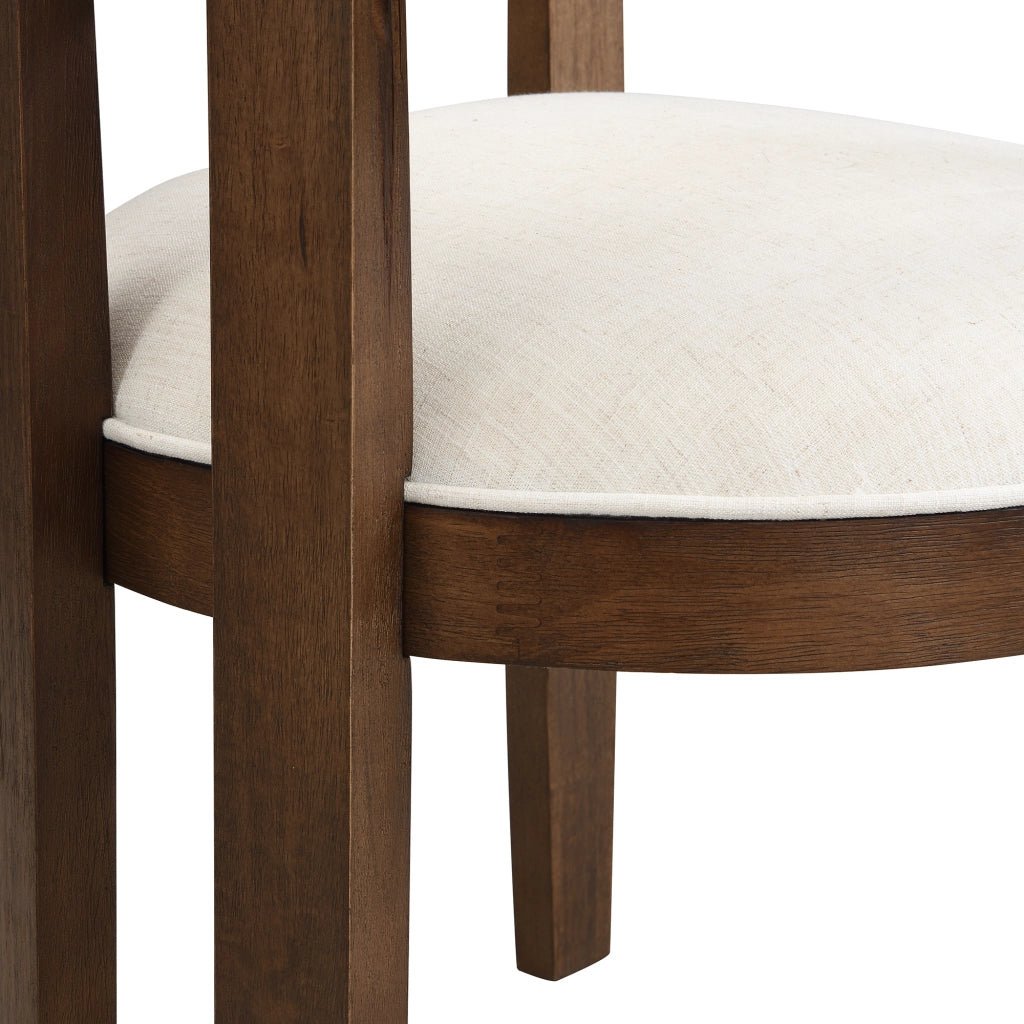 SEDIA con braccioli Set da 2 pezzi Legno massello e lino Colore noce