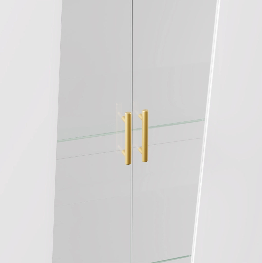 Vetrina bianca 72x40x145 cm con LED multicolore; 3 ripiani in vetro regolabili e MDF