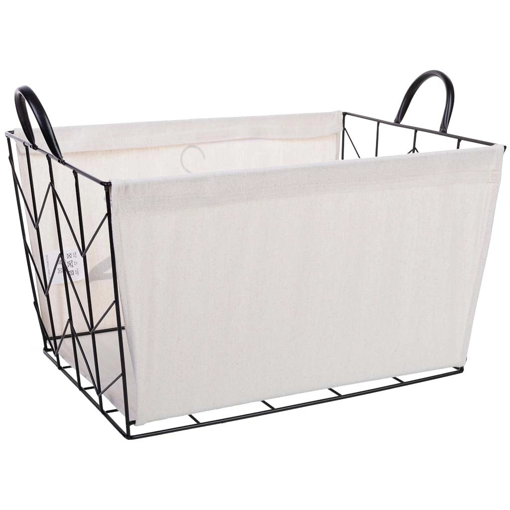 Cesto in metallo e tessuto 45x33x26/32