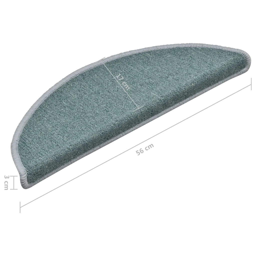 Tappetini per scale 15 pz | Gradini per Scale 56x17x3 cm Blu mare semicircolari