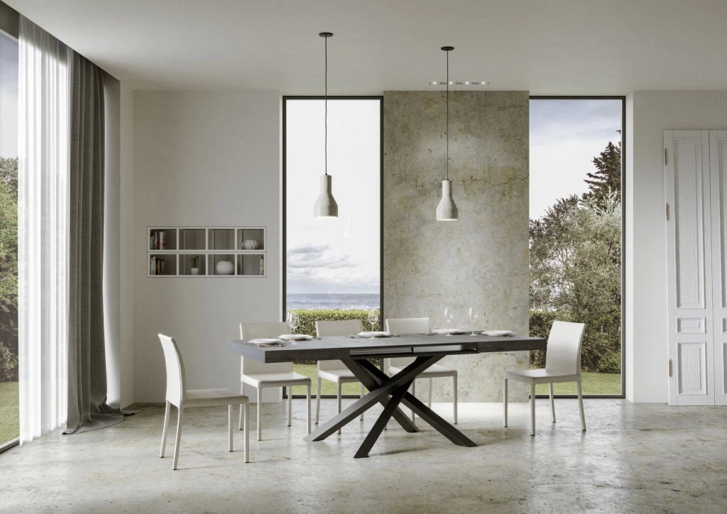 Tavolo Allungabile 140-400x90x77 cm Volantis Cemento Telaio Antracite