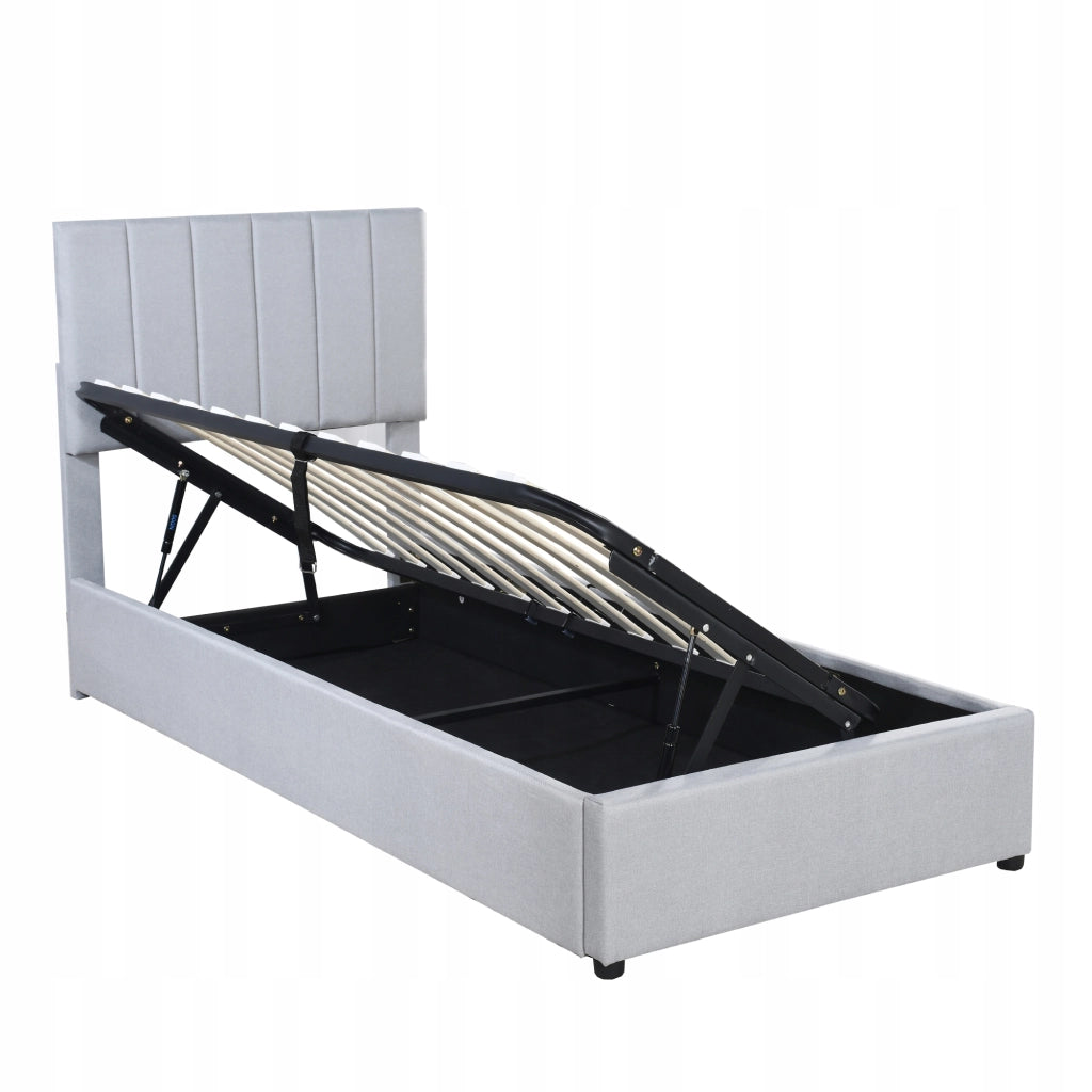 Letto singolo per bambini - Xylo - 90x200 - Grigio - Stelaio idraulico
