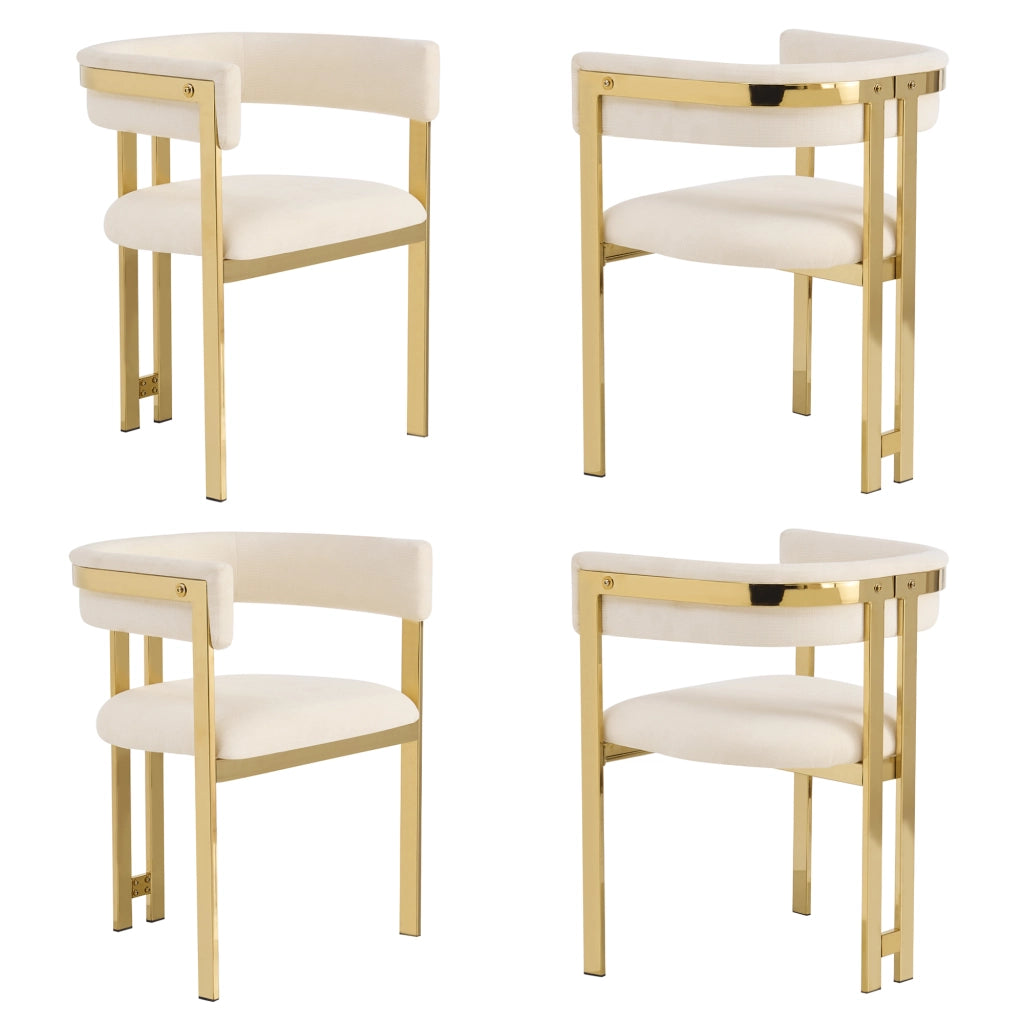 SEDIA da pranzo Set da 4 pezzi 60x50x76 cm Chenille Beige e Oro