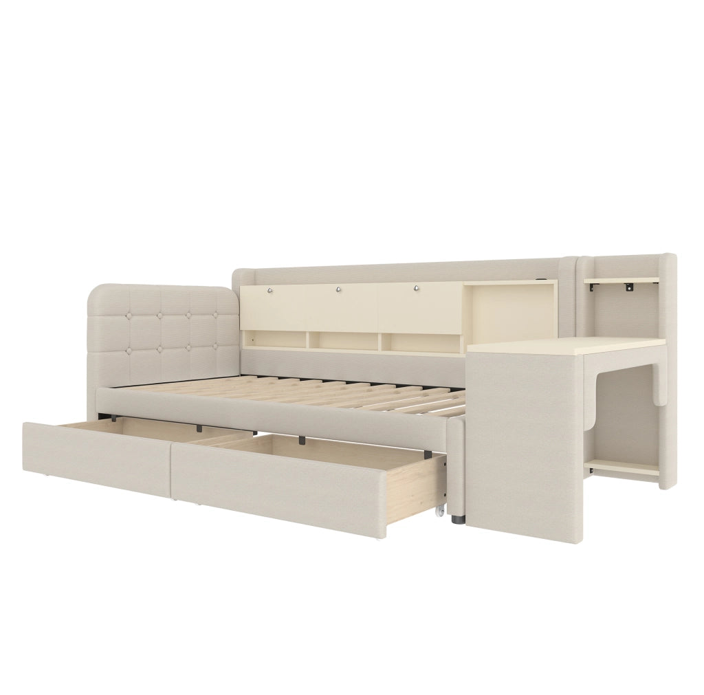 Letto 90x200 cm con scrivania; 2 cassetti e USB con Type-C