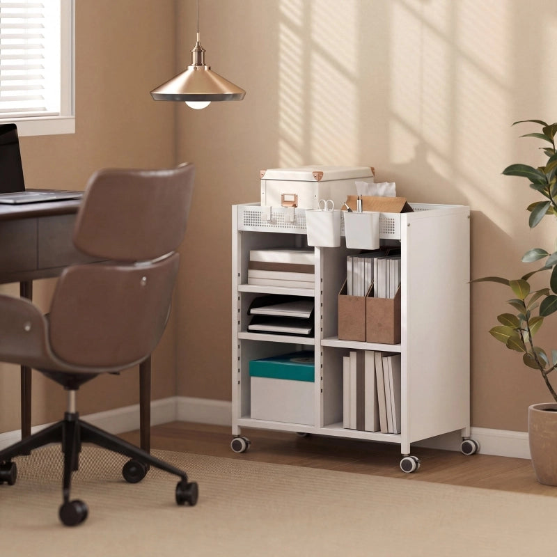Libreria mobile 53x34x69.5 cm con ripiani regolabili in metallo bianco