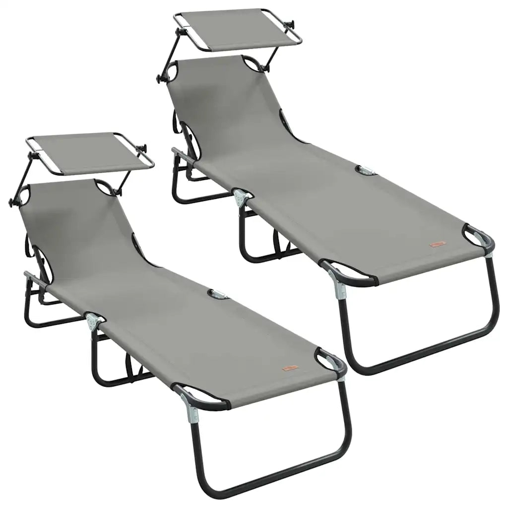 Lettino Prendisole | Sdraio da giardino | Lettino da sole pieghevole 2 pz Grigio 190 x 57 x 81 cm