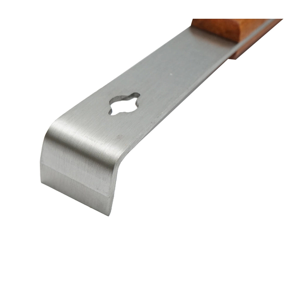 Raschietto per Apicoltura in acciaio inox con manico in legno e scala tipo L, 260 mm.