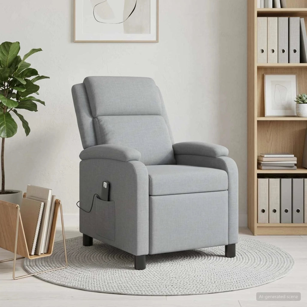 Poltrona Massaggiante Grigio Chiaro Tessuto 42034869