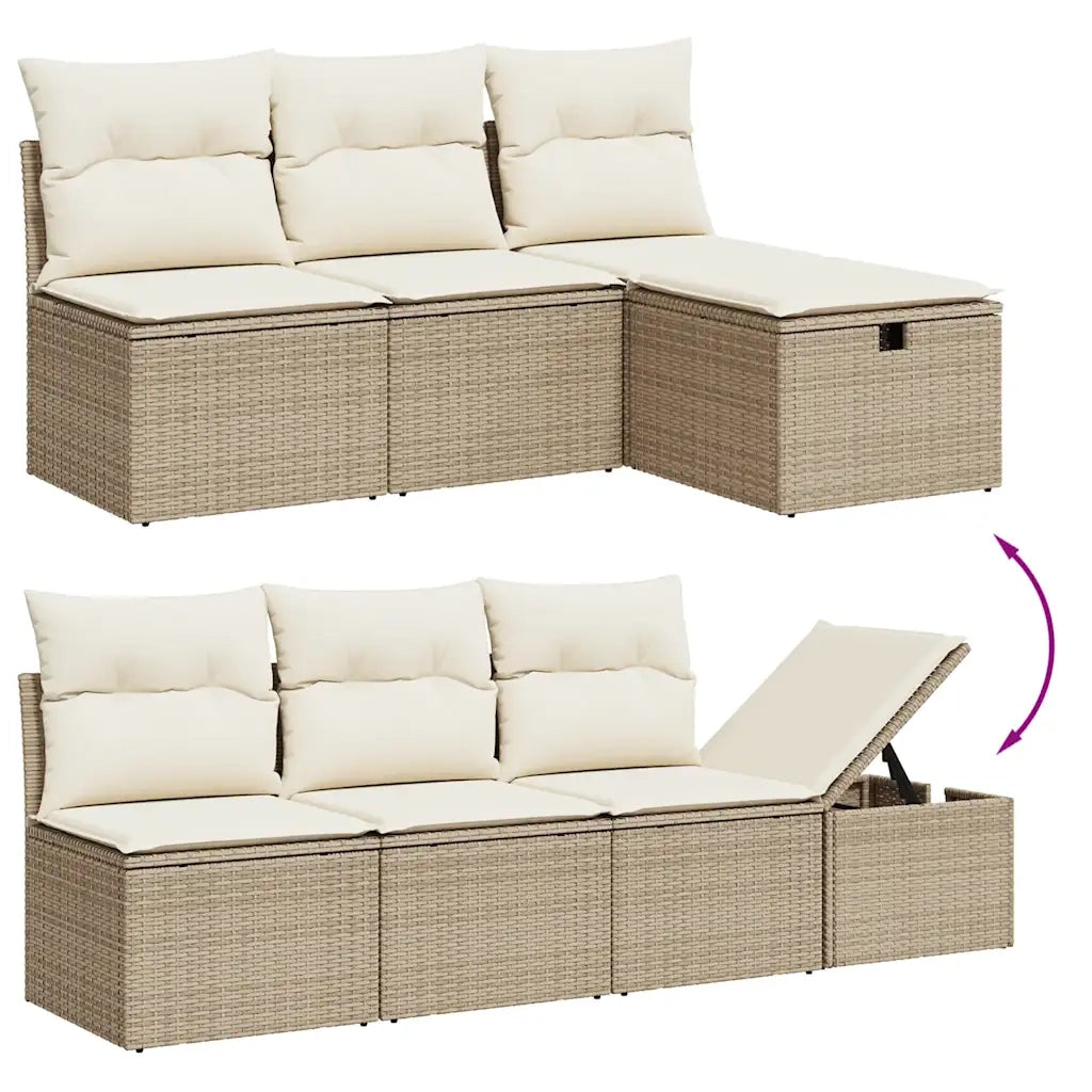 Set Divano da Giardino 9 pz con Cuscini Beige in Polyrattan 3274868