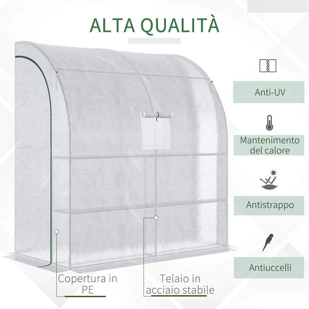 Serra da Giardino a 3 Livelli ¨C Zephmum ¨C Verde e Bianco, PE e Acciaio, 200x100x215 cm