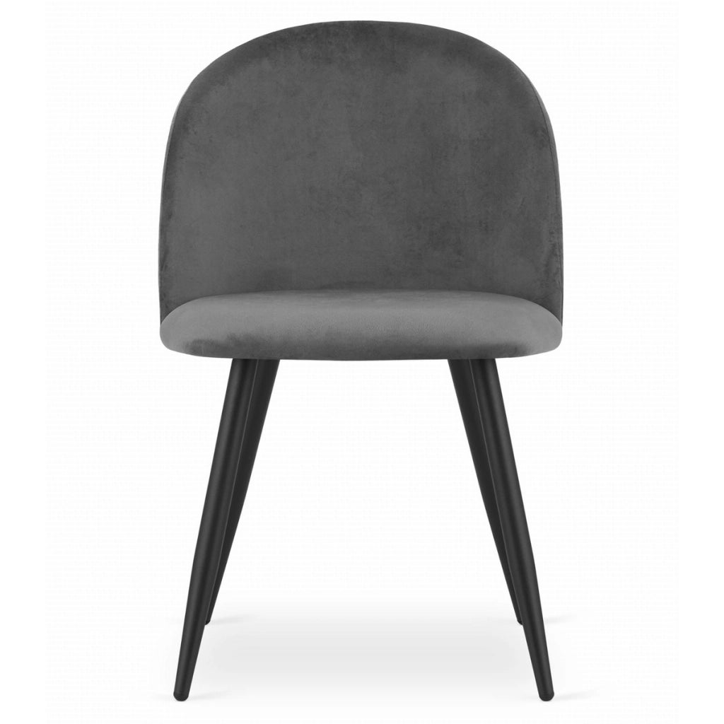 Set di 4 sedie Bello in velluto grigio scuro con gambe nere