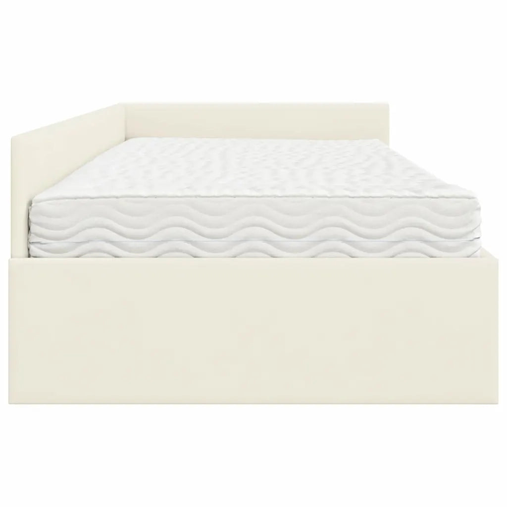 Struttura Letto Angolare con Materasso 2 pcs Crema Velluto 3393621