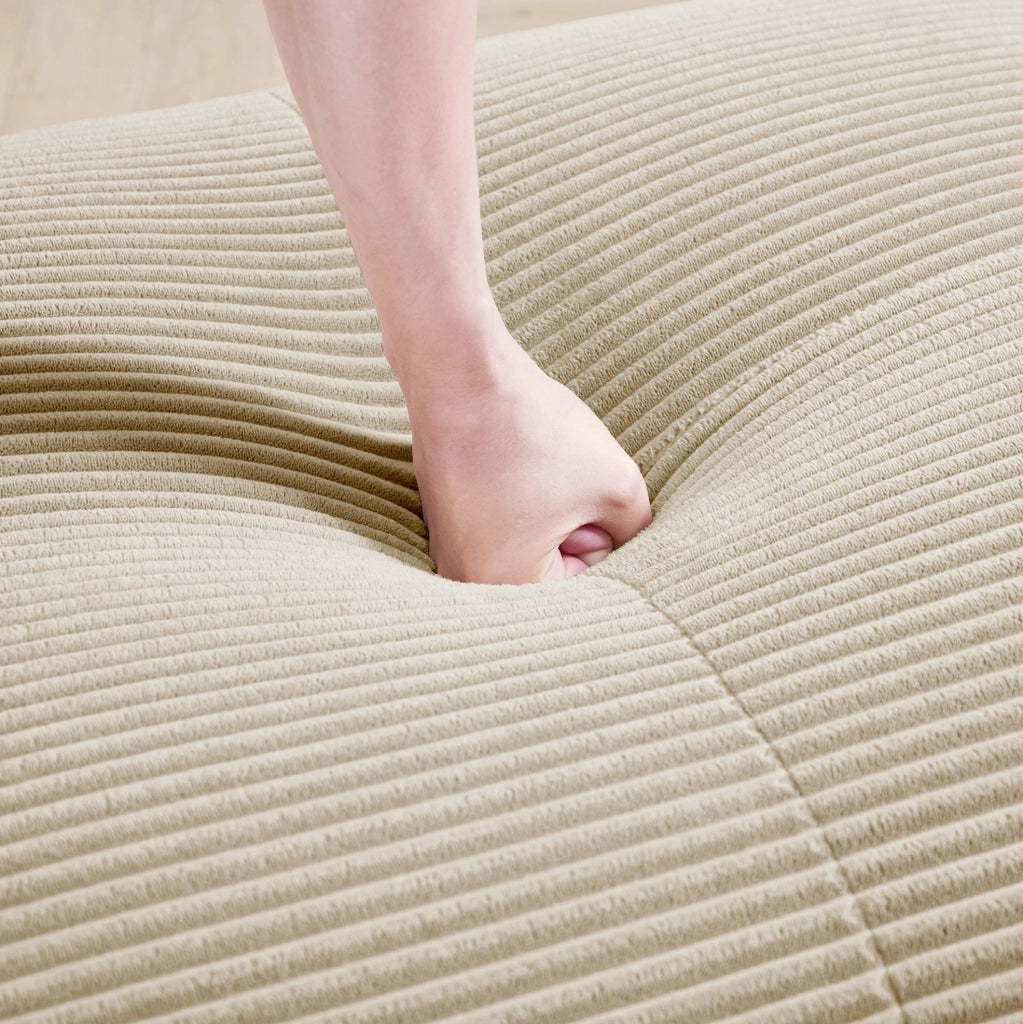 Divano angolare modulare beige in velluto a coste; senza montaggio; con imbottitura 32D HOMVRA