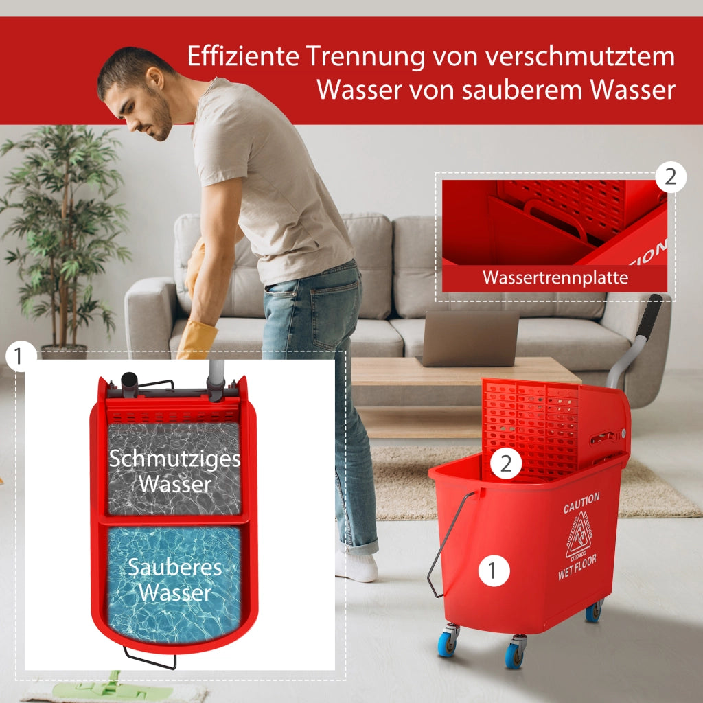 Secchio 20L con Strizzatore e Manico ¨C Zephmum ¨C Rosso