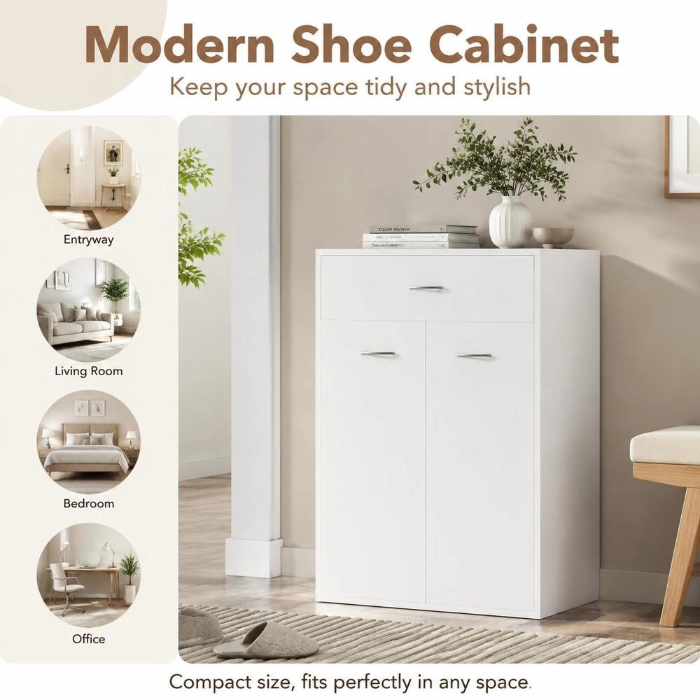 Shoe Cabinet White 60x35x84 Cm Wood-based Material
