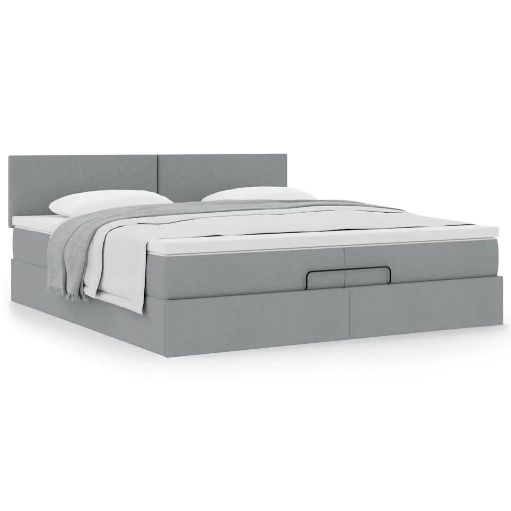 Struttura Letto Pouf con Materasso 200x200 cm in Tessuto 3311401