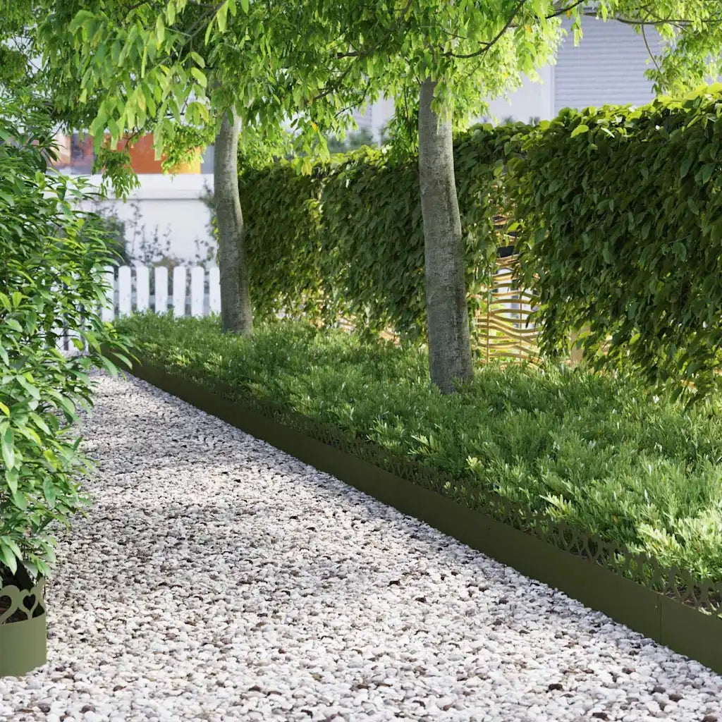 Bordure per prato 10 pcs Verde oliva 103 x 0,05 x 22 cm Acciaio 874837