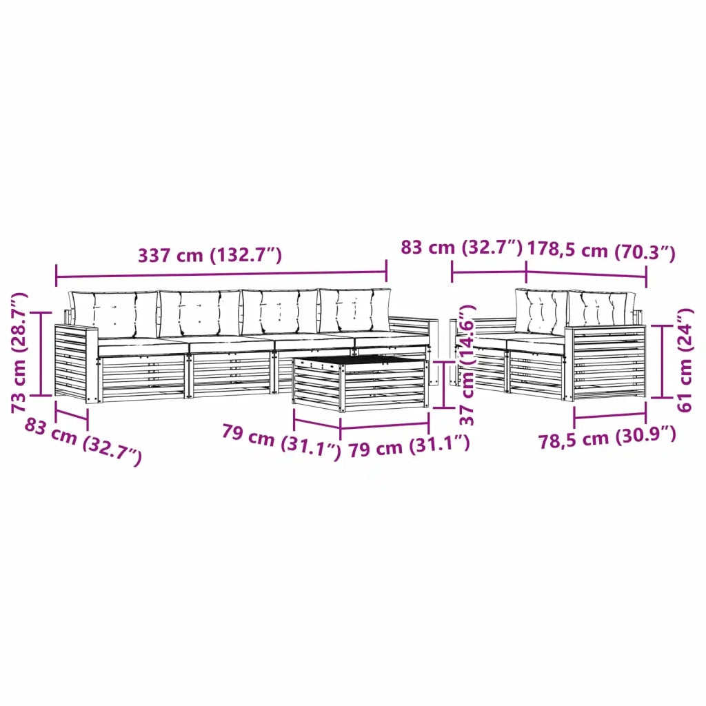 Set di divani da esterno 7 pz Bianco e Beige 3390093